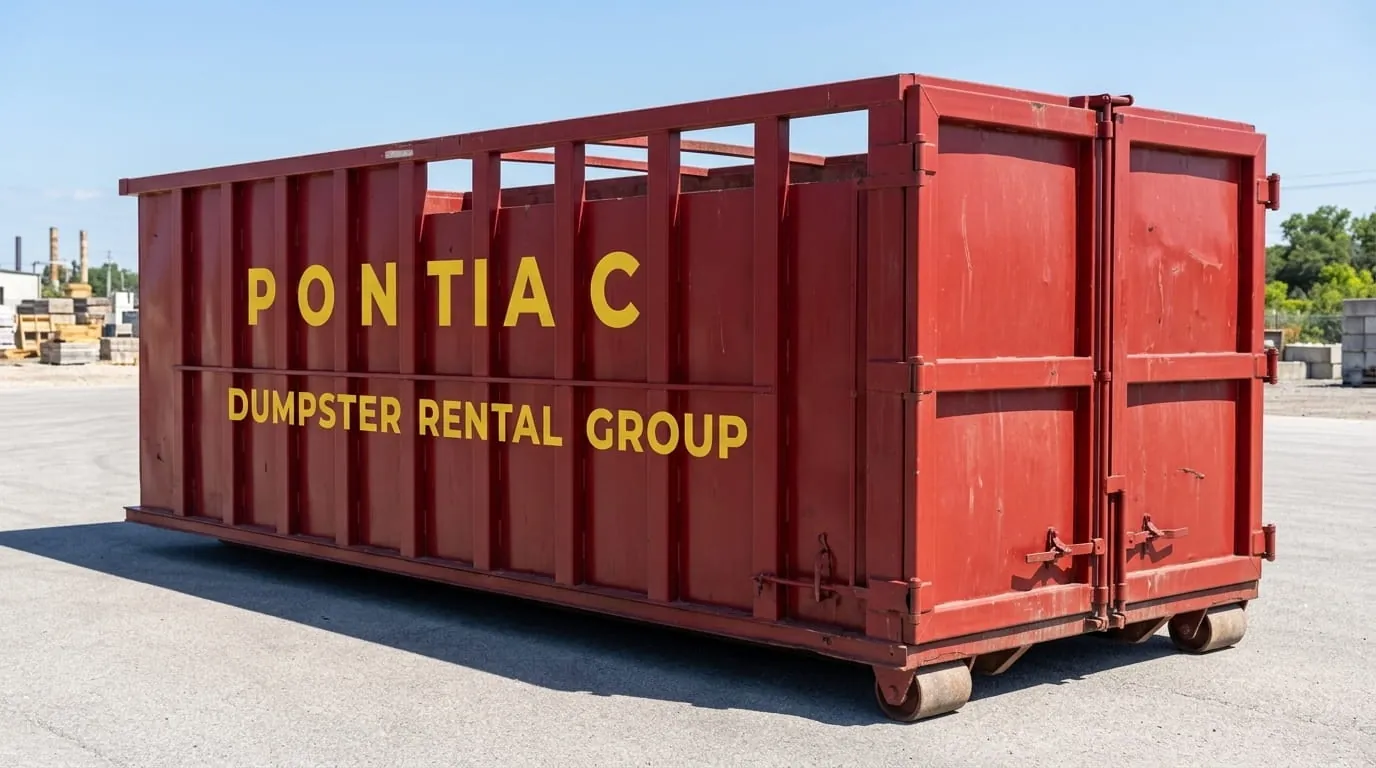 High-sided roll-off container ready for concrete and heavy debris in Pontiac, Michigan High-sided roll-off container ready for concrete and heavy debris in Pontiac, Michigan