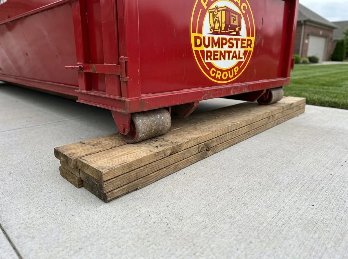 15 yard roll-off dumpster on a job in Pontiac, MI 15 yard roll-off dumpster on a job in Pontiac, MI